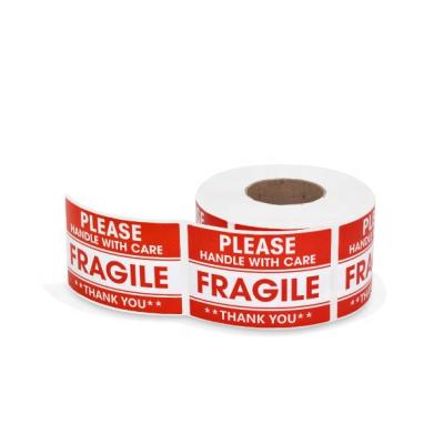 China 2x3Inch Shipping Label Rolls High Quality Waterproof Fragile Warning Sticker for sale