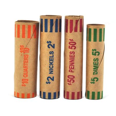 China Seal Durable Preformed Assorted Size Custom Design Kraft Paper Coin Tube Wrappers For Bank for sale