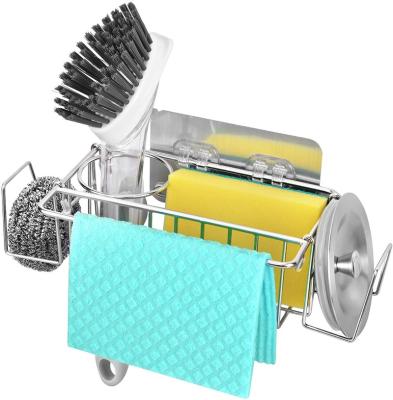 China 5-in-1 Kitchen Sink Sponge Holder Sponge Brush Dish Towel Sink Filter Storage Holder Viable for sale