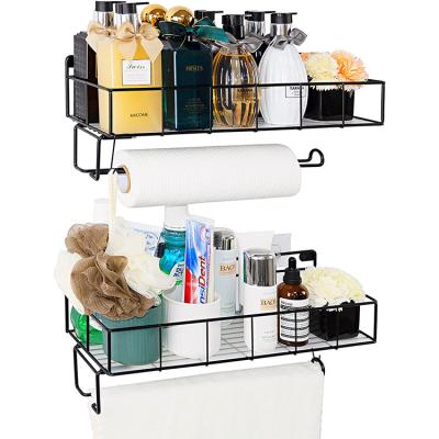 China Viable new hanging installation rack kitchen bathroom paper towel rack laundry sticky non-porous towel rack for sale