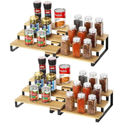 China New Expandable Expandable 4 Piece Spice Rack Rack Kitchen Bathroom Bedroom Living Room Bamboo Bamboo Rack for sale