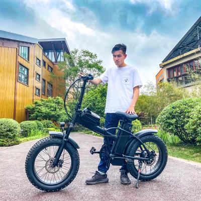 China 20 inch 4.0 tire 48v cheap folding electric fat bicycle aluminum alloy for sale