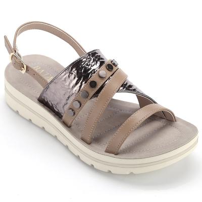 China New Design Large Size Fashion Lady Shoe Women Strappy Flat Sandals Cushioning for sale