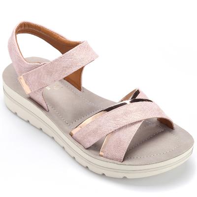 China Cushioning Hot Hook and Loop USA Sale Grace Texture Summer Platform Sandals Cross Strap for sale