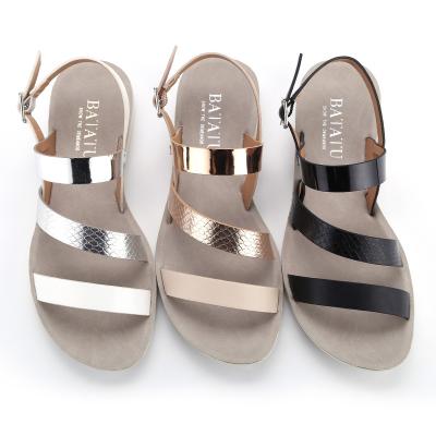 China Fashion Trend Summer Bling Cross Ankle Strap Stylish PU Ladies And Women's Outdoor Sandals Beach Sandals for sale