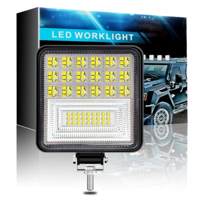 China 4inch Universal Square 126W Car Led Work Light 12V 24V 6000K Worklamp For Off Road Truck Boat Jeep Hummer ATV Heavy Duty Car Running Light for sale