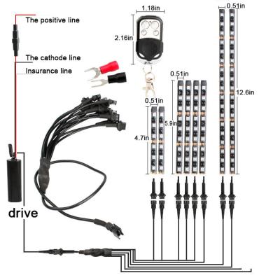 China Auto Industry RGB Led Decoration Light For Car Interior Foot Pad Light LED Strips RGB Car Led Atmosphere Light 8in1 96LED for sale