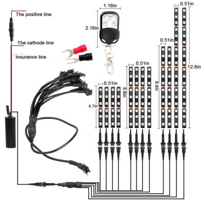 China 12 Pcs Motorcycle LED Strip Timing Music Flexible Led Neon Lamp Light1to12chenge Kit Strips Multi-Color Accent Glow Atmosphere Lights With Wireless Remote Controller for sale