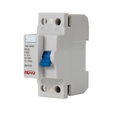 China 2P RCCB Electronic Type AC A B Miniature Residual Current Circuit Breaker F360 6KA for sale