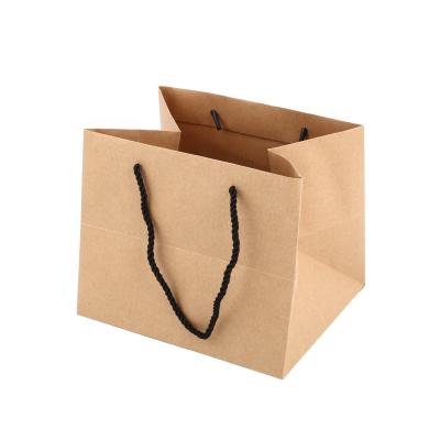 China Small Craft Recyclable Recycled Brown Kraft Paper Gift Bag Printing for sale