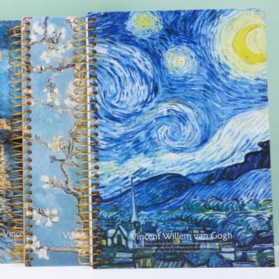 China 2021 CMYK Printing Hot Sale B5 Artpaper Hardcover Spiral Notebook with Gold Wire-o Drawing Notebook for sale