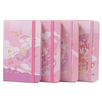 China 2021 new design hardcover book 2021 size 157g mini artpaper elastic closure hardcover notebook with display box sale cheap whole notebook for sale