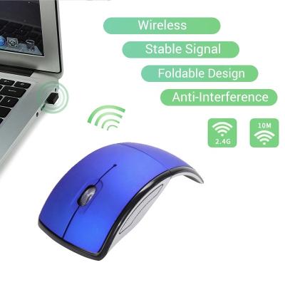 China 3D 2.4G Logo Optical USB Wireless Foldable Mouse Customized Arc Wireless Mouse For PC for sale