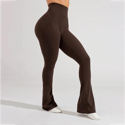 China Breathable Custom Yoga Pants Plus Size Soft Wide Leg Polyester Spandex Workout Fitness Rocket Yoga Gaiters Crack! crack! high butt butter waist for sale