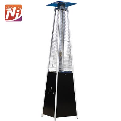 China Steel Or Stianless Steel Modern Design Easy To Move Outdoor Pyramid Heater Glass Tube Garden Flame Gas Patio Heater for sale