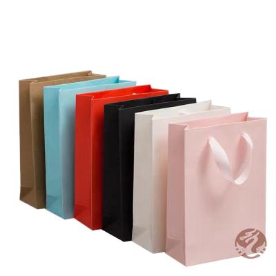 China Recyclable Customized Flat Paper Bag Brown Shopping Tote Handle Kraft Paper Bag for sale