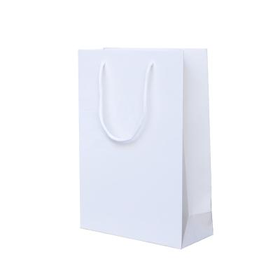 China Recyclable Wholesale Stock 3 Normal Size Gray Black And White Shopping PrintableLOGO Recyclable Wholesale Paper Bag Gift Bag Clothing Bag for sale