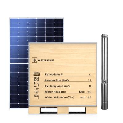 China Home 1.2KW SOLAR WATER PUMP KITS with smart APP monitor and solar mounting system off-grid solar system for deep well and agriculture for sale