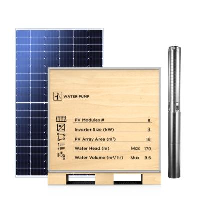 China Home 3HP solar water pump complete set with smart APP monitor solar mounting system solar power water pump system for deep well for sale