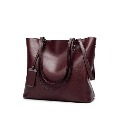 China Fashion PU Large Capacity Classic Leather Tote Bag Shoulder Bag For Female Handbags for sale