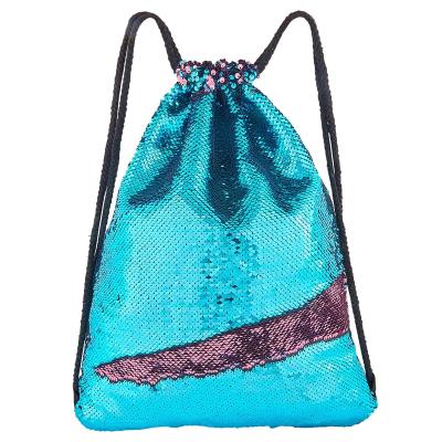 China Reversible Flip Sequins Drawstring String Sequin Backpack Kids Girls Sequin Backpack Outdoor Sports Dance Bag Shiny Custom Sparkle Gift for sale