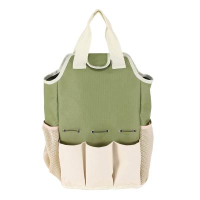 China High Quality Custom Foldable 600D Fabric Garden 600D Tool Kit Storage Organizer Tote Bag With Soft 9 Pockets Handle Elastic Rope for sale