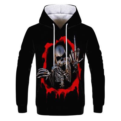 China QUICK DRY The New European And American Skull 3D Digital Printed Hooded Shirt For Men In Dark Long Sleeves Fall 2021 Features for sale