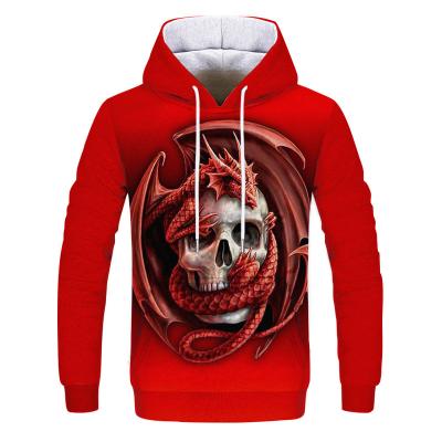 China QUICK DRY The New European And American Skull 3D Digital Printed Hooded Shirt For Men In Dark Long Sleeves Fall 2021 Features for sale