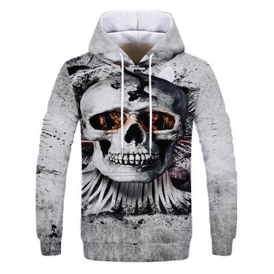 China QUICK DRY The New European And American Skull 3D Digital Printed Hooded Shirt For Men In Dark Long Sleeves Fall 2021 Features for sale