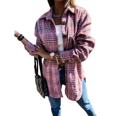 China New QUICK DRY ladies plaid lapel coat with thin long sleeves women's woolen coat big yards personality, fashion for sale