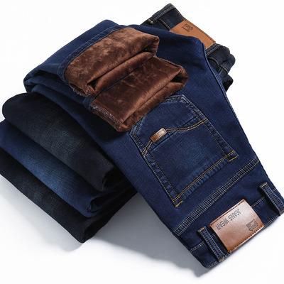 China Waterproof Rollover With Cloth With Soft Nap Jeans Men's Loose Stretch Thin Men's Casual Pants For Men Tapered for sale