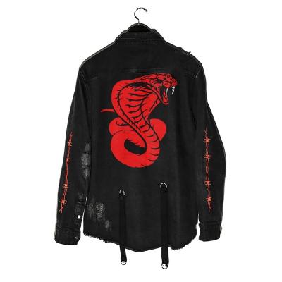 China European autumn cowboy coat waterproof men and American embroidery loose oversize men's collar street fashion skeleton jacket for sale