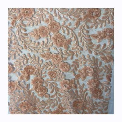 China 3D Lace Mesh Fabric Breathable Premium High Grade Soft 100% Polyester Sequin Embroidery Fabric for sale