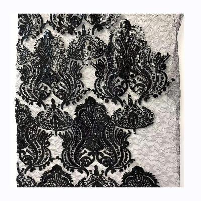 China Wholesale Breathable High Quality Sequined Beaded Light Weight Polyester 100% Embroidered Tulle Fabric for sale