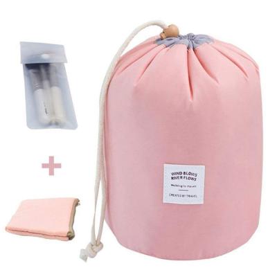 China China Pink Color Travel Waterproof Portable Cosmetic Bag Bucket Makeup Bag With Pouch for sale