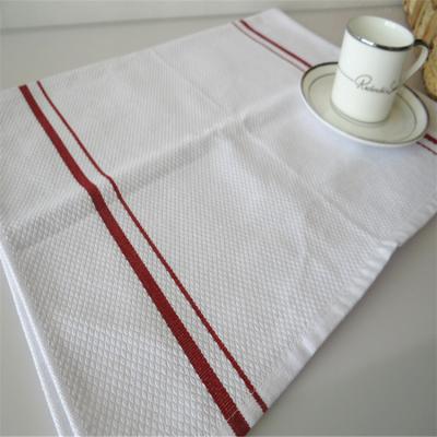 China Wholesales QUICK DRY Plain White Standard Size Cotton With Red Stripe Tea Towel for sale