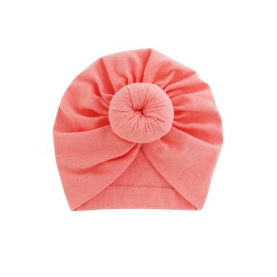 China Large Striped Beanie Turban Hat Baby Headwrap Flower Knot Donut Bow Beanie for sale