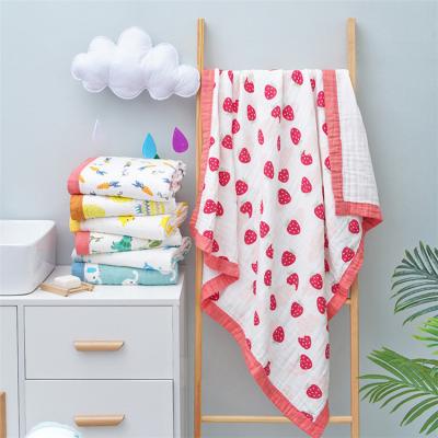 China Luxury QUICK DRY Cotton Muslin 6 Layers Baby Blanket Bath Towel Muslin Warm Baby Wrap Receive Blanket for sale