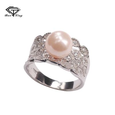 China Fashion Luxury Wholesale High Quality TRENDY Pave Setting 925 Pearl Rings for sale