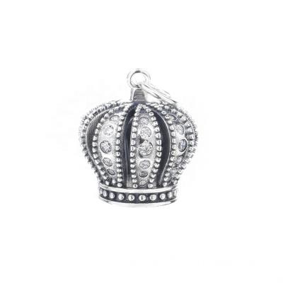 China Fashionable High Quality Silver Crown CZ Charm Bracelet Charm for sale