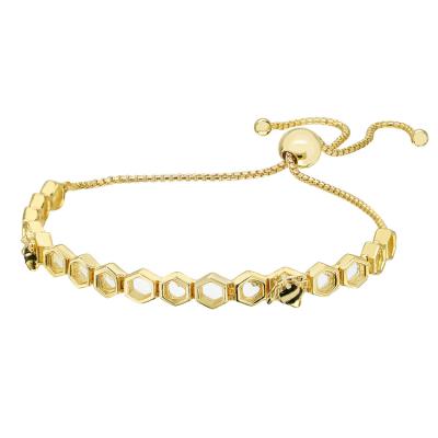 China Fashionable Adjustable Gold Silver Bee Guarantee Quality Silver Gold Plated Charm Bracelets for sale