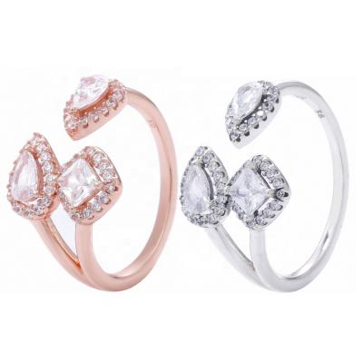 China High Fashion TRENDY Wedding Rings Rose Gold Ring 925 Sterling Silver Gemstone Ring Open Zirconia For Women for sale