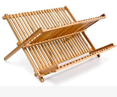 China Bamboo Folding Dish Drainer Workable for Dishes and Cups as Dish Drainer and Wooden Dish Basket for sale