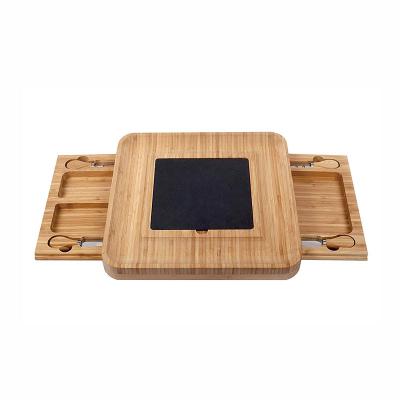 China Sustainable Bamboo Cheese Cutting Board Set With Slate Serving Tray for sale