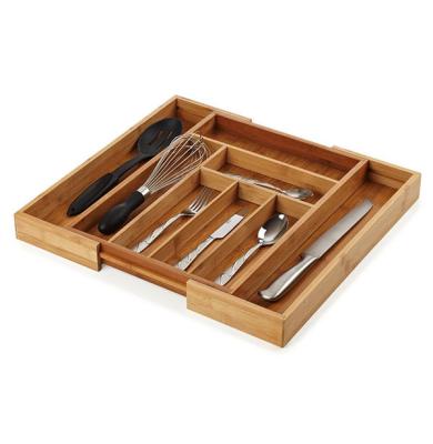 China Sustainable Bamboo Drawer Organizer Bamboo Cutlery Tray for sale