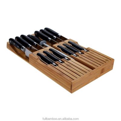 China Sustainable In-Drawer Knife Block Holder Made Of Organic Bamboo for sale