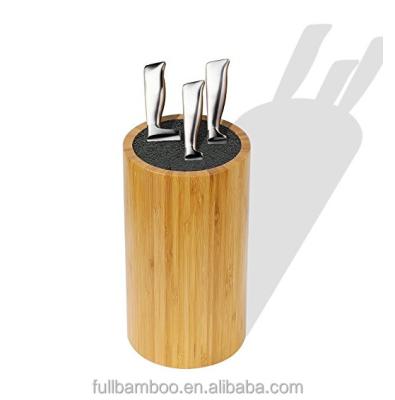 China Sustainable Round Bamboo Knife Block , Knife Holder With Plastic Rod for sale