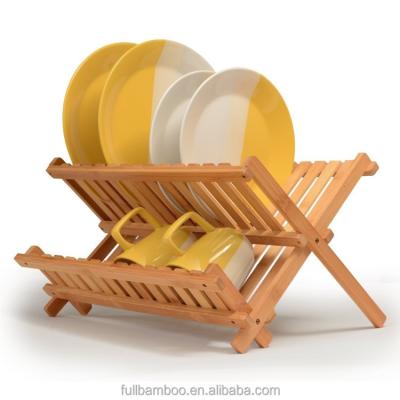 China Sustainable Dish Rack Bamboo Folding Dish Drainer, Foldable Dish Drying Rack Bamboo Dish Rack for sale