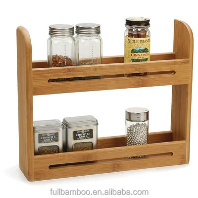 China 2 Tier Kitchen Sustainable High Quality Bamboo Spice Rack For Seasoning And Condiments for sale