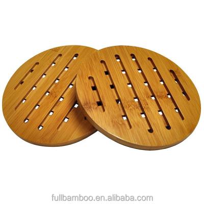 China Sustainable Round Bamboo Heat Resistant Tableware Mat With Air Hole for sale